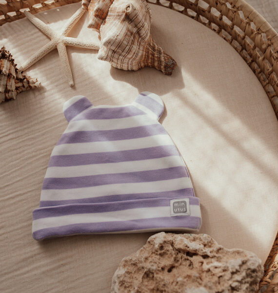 Cappellino neonato a righe 100% cotone