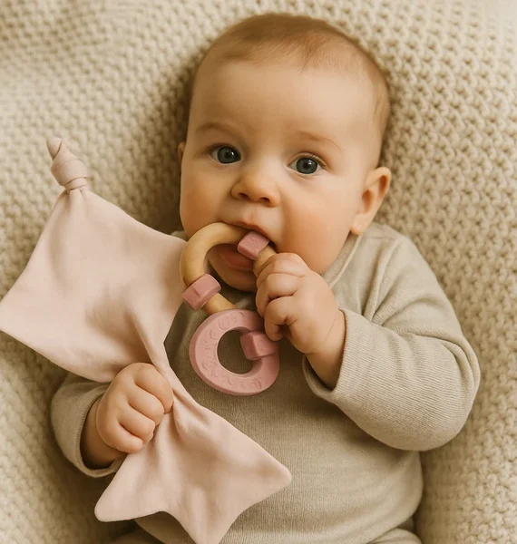 Doudou Stella Rosa con Massaggiagengive Biologico