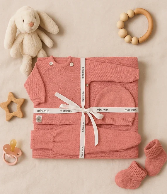 Confezione da 4 pezzi 100% COTONE BIOLOGICO – Copertina, gilet, gambali e cappellino