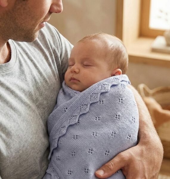 Coperta in maglia traforata con bordo ondulato 100% cotone