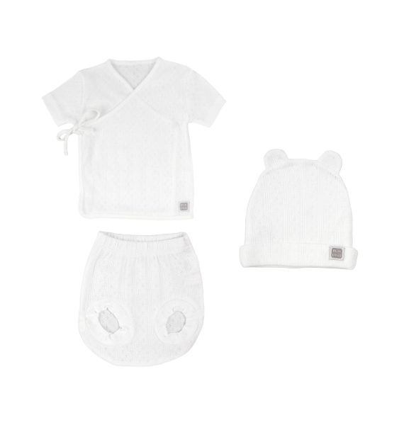 Completo manica corta con copripannolino e cappellino Narvik 100% cotone (3 pezzi)