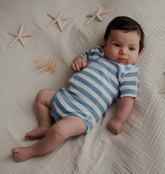 Body manica corta neonato a righe 100% Cotone