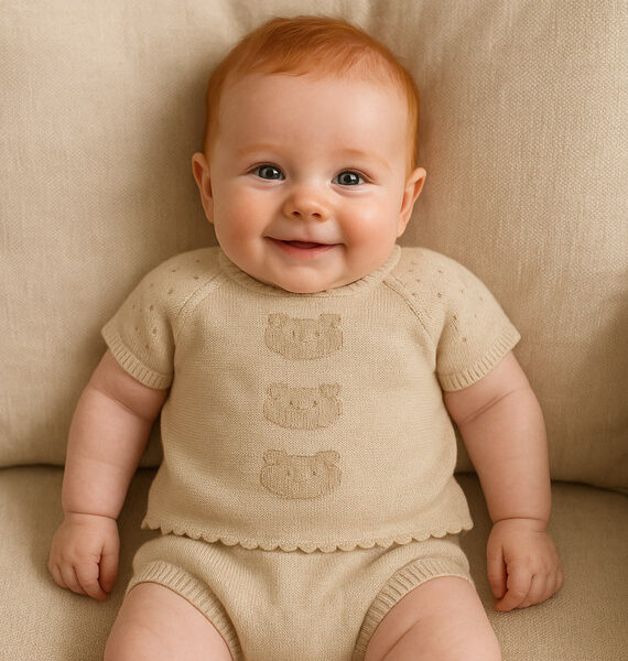 Completo Copripannolino e Maglietta Maniche Corte in Maglia 100% Cotone