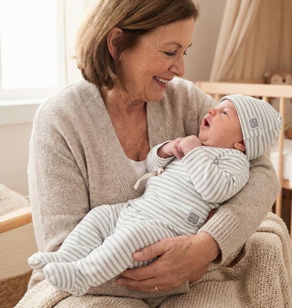 Set di 3 capi di abbigliamento per neonati | Cappellino, maglietta kimono e gambali con piedini a righe beige e Grigio Unisex