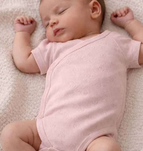 Body incrociato per neonati in cotone 100% con motivo a cuori