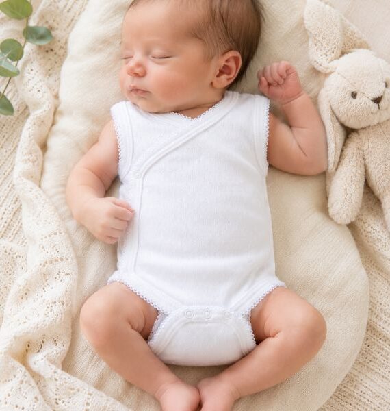 Body incrociato traforato bianco con pizzo, 100% cotone