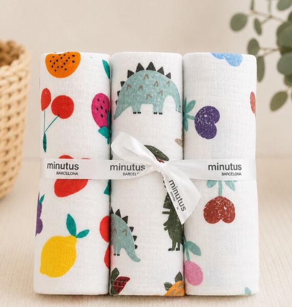 Pack di 3 salviette in mussola per neonati, 100% cotone