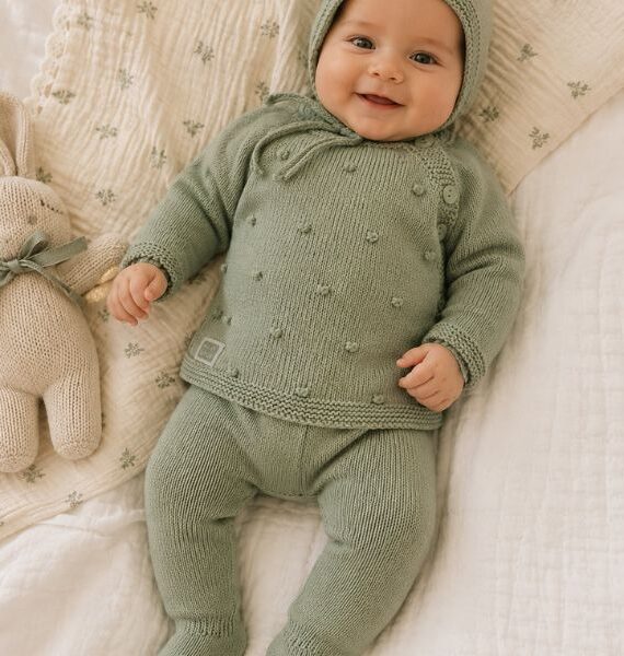 Set di maglieria per neonati, 3 pezzi – Maglione, calzini con piedini e cappellino