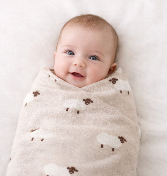 Coperta con pecorelle 100% cotone