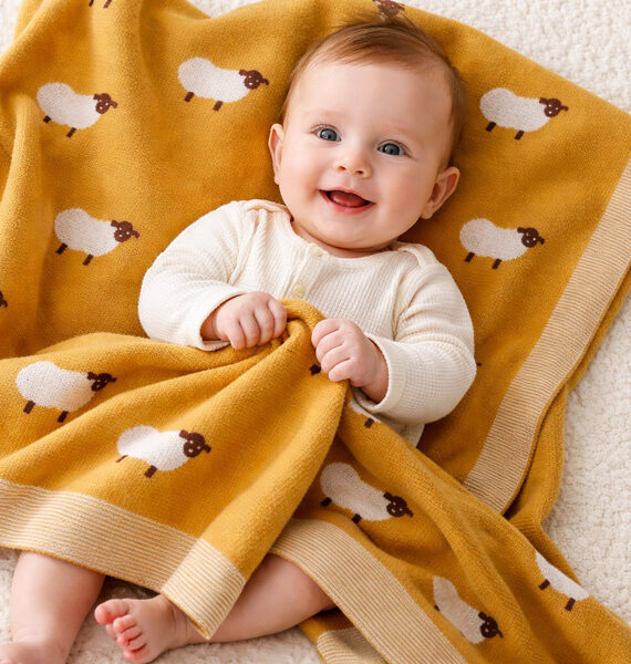 Coperta con pecorelle 100% cotone